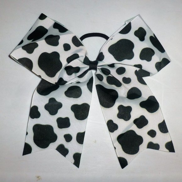 Girls Hair Tie Cow Print Bow 7 Inches - Picture 2 of 2